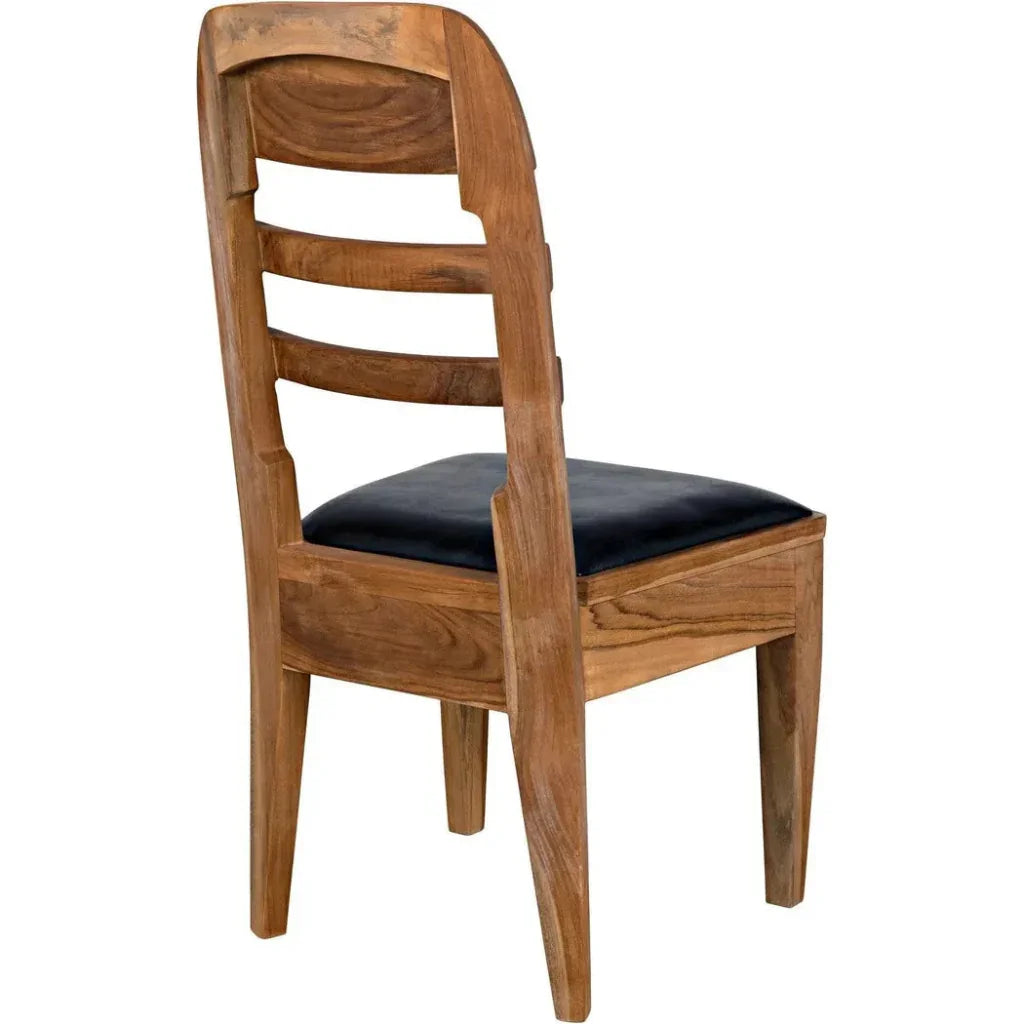 Laila Chair, Teak with Leather - LOOMLAN - Noir - Dining Chairs