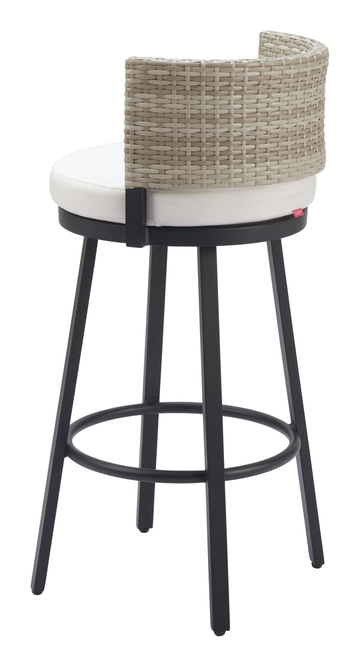 Zuo Modern Midnight White Olefin Fabric Barstool