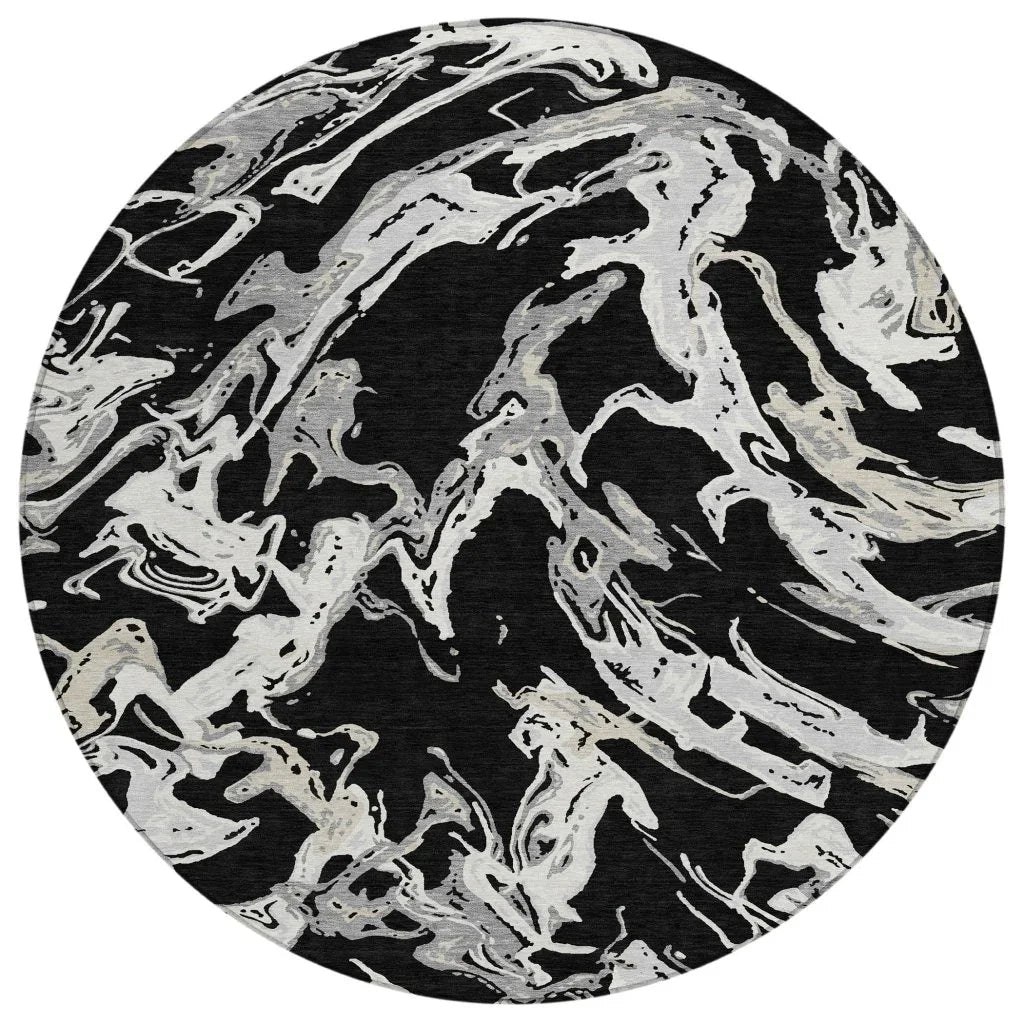 LOOMLAN Rugs Lani Black Washable Indoor-Outdoor Rug
