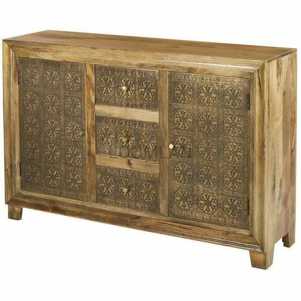 LOOMLAN Brass Overlay 3 Drawer 2 Door Cabinet Zaley