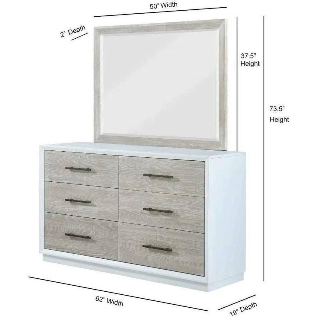 Panama Jack High Gloss Boca Grande 6 Drawer Dresser & Mirror Combo