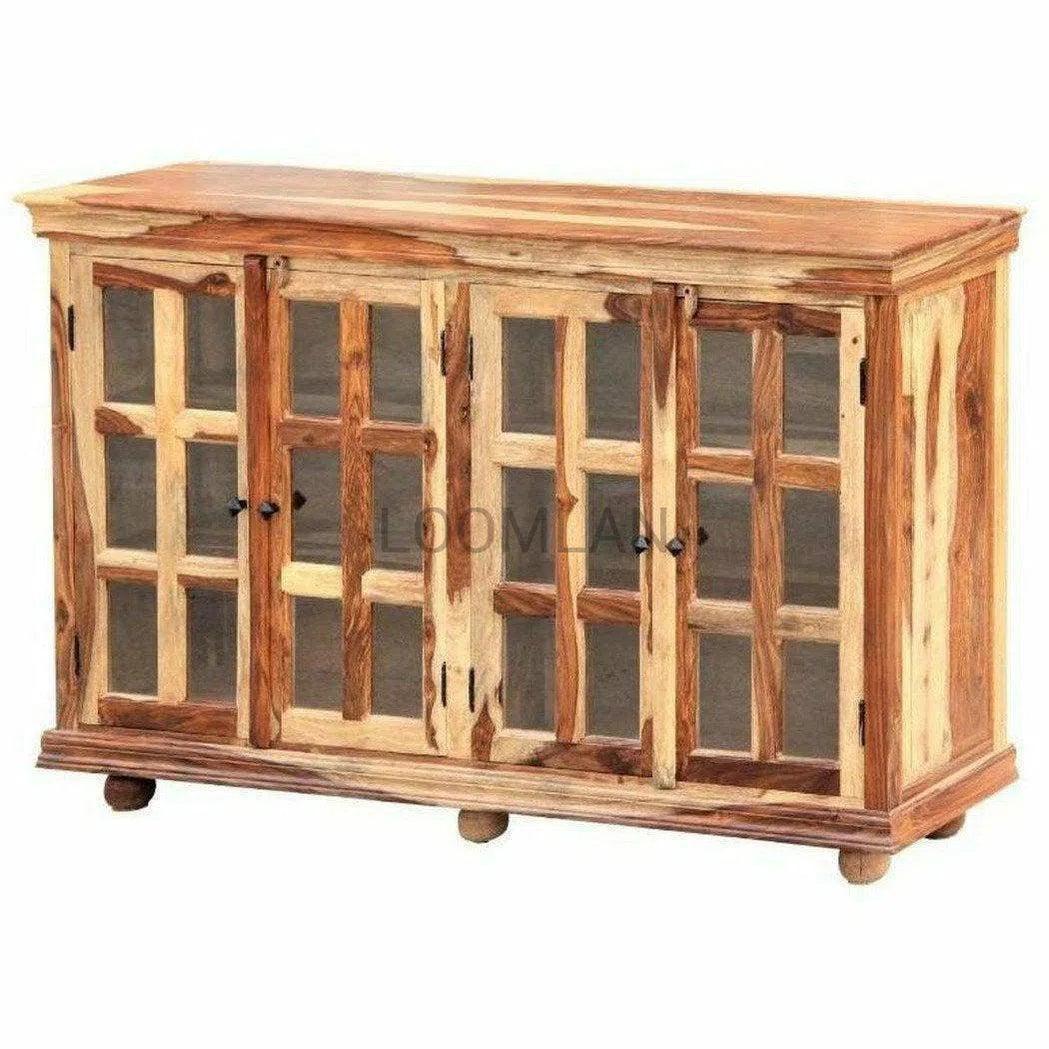 LOOMLAN Farmhouse Glass Doors Wooden Cabinet