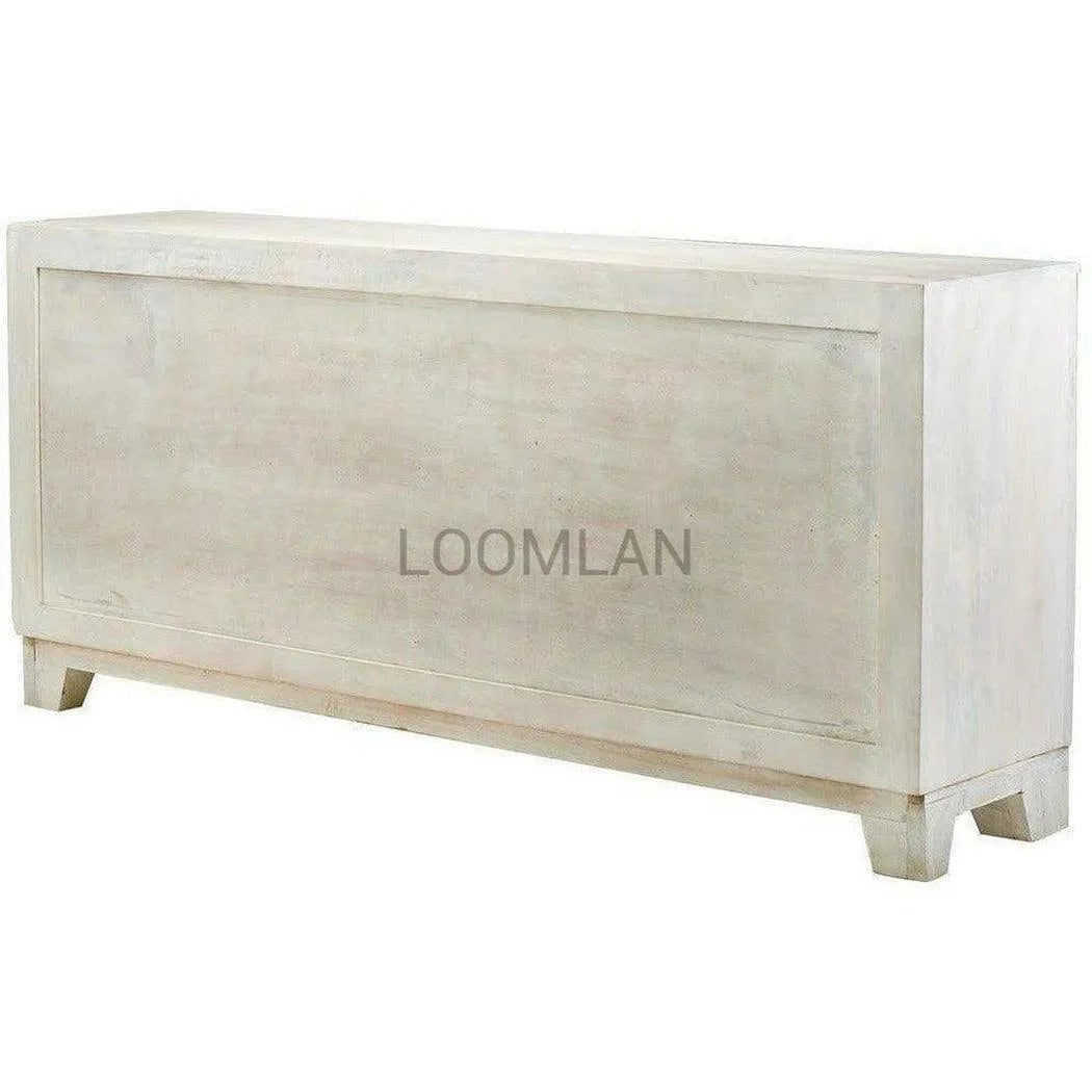 80" Mosaic Whitewashed Sideboard Buffet Hand Carved Door Sideboards LOOMLAN By LOOMLAN