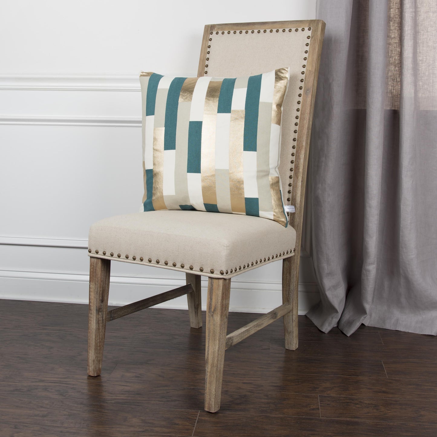 LOOMLAN Aldo Gold & Teal Accent Pillow Down Insert