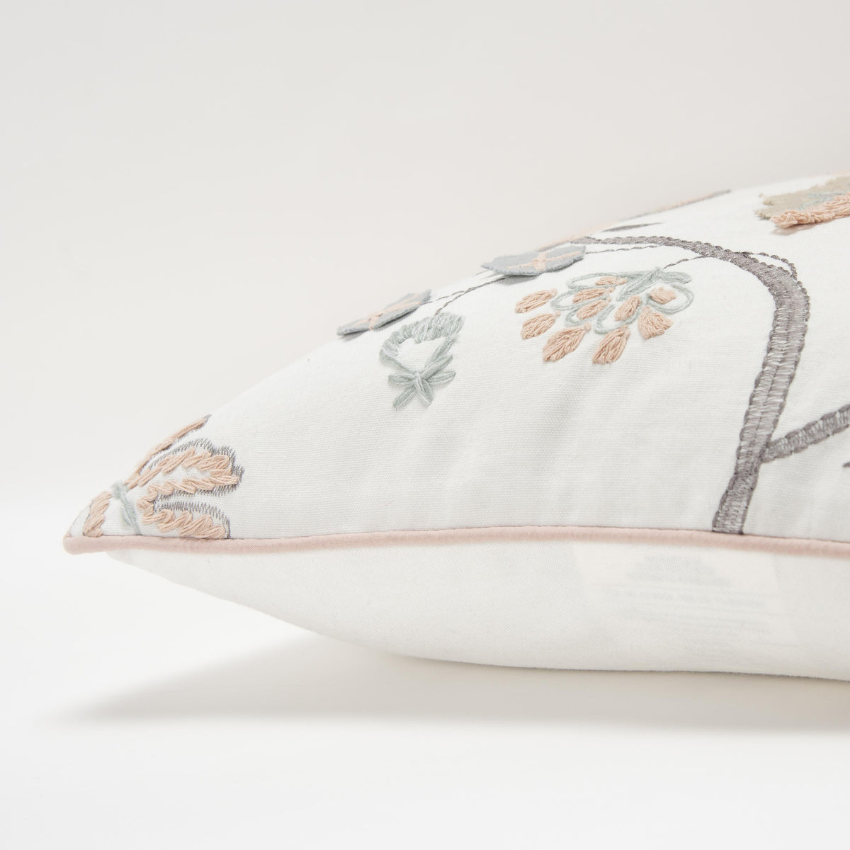 LOOMLAN Alleo Embroidered Floral Blush Pillow Insert