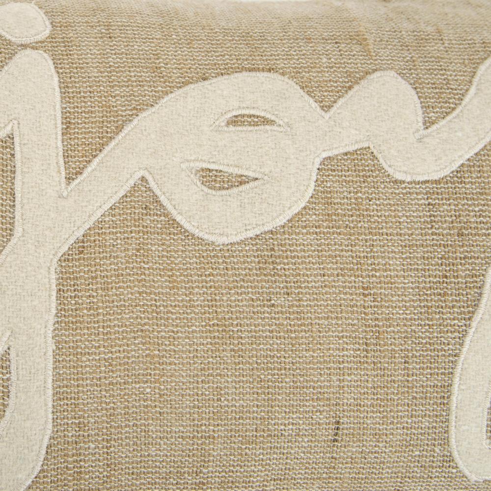LOOMLAN Beige Ronny Word Lumbar Pillow With Insert