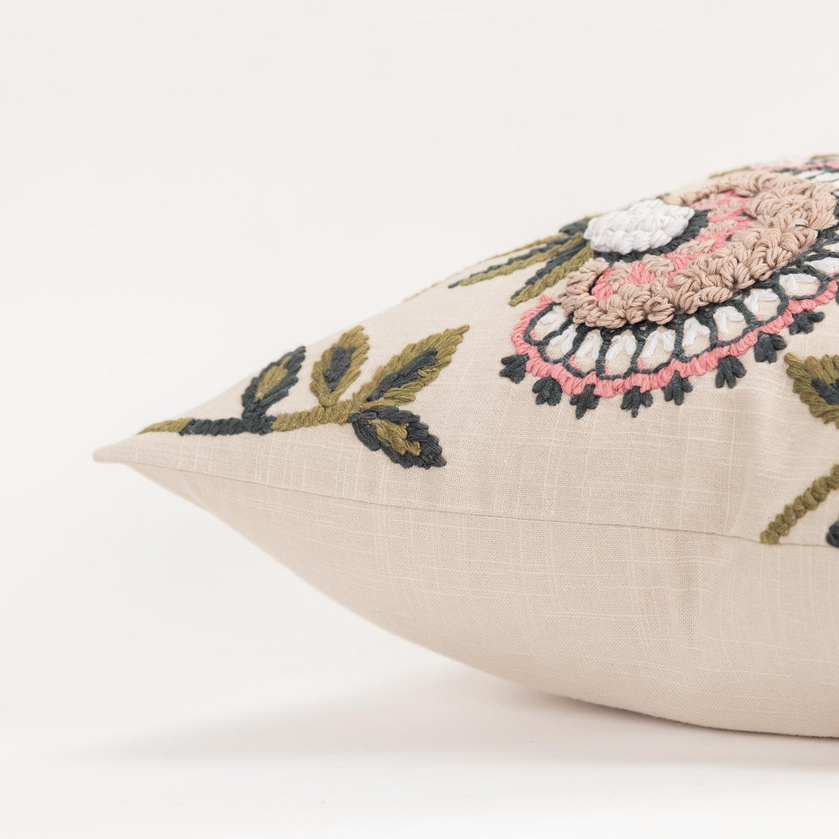 LOOMLAN Chic Embroidered Pink Couch Pillow Insert