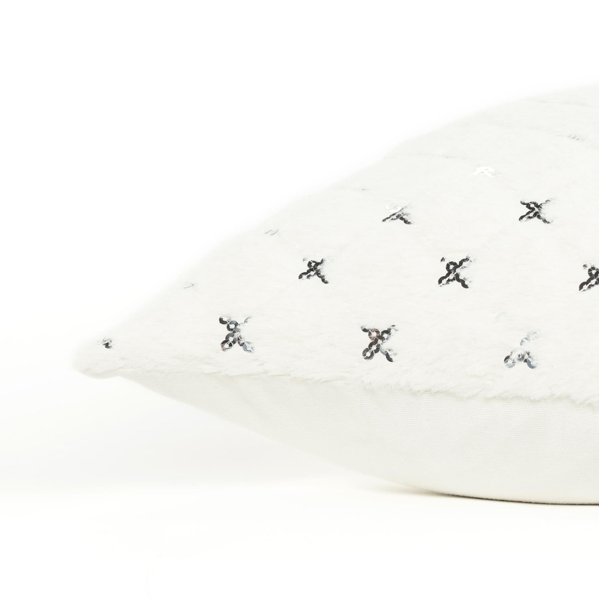 LOOMLAN Dior Quilted Diamond White Silver Throw Pillow Insert