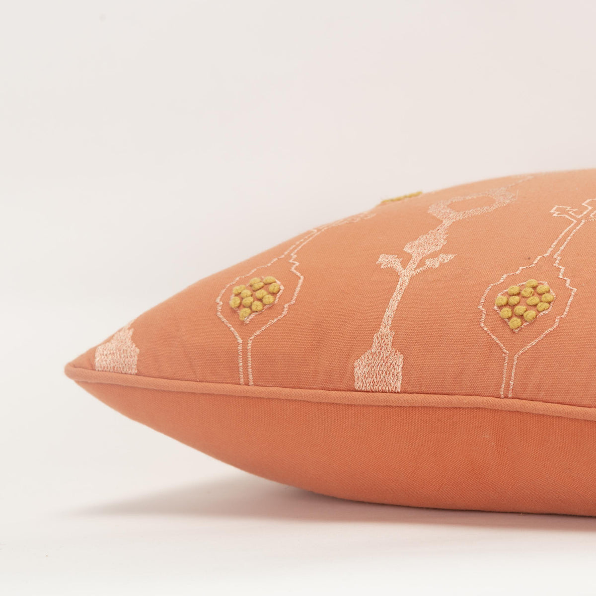 LOOMLAN Embroidered Orange Couch Pillow With Insert