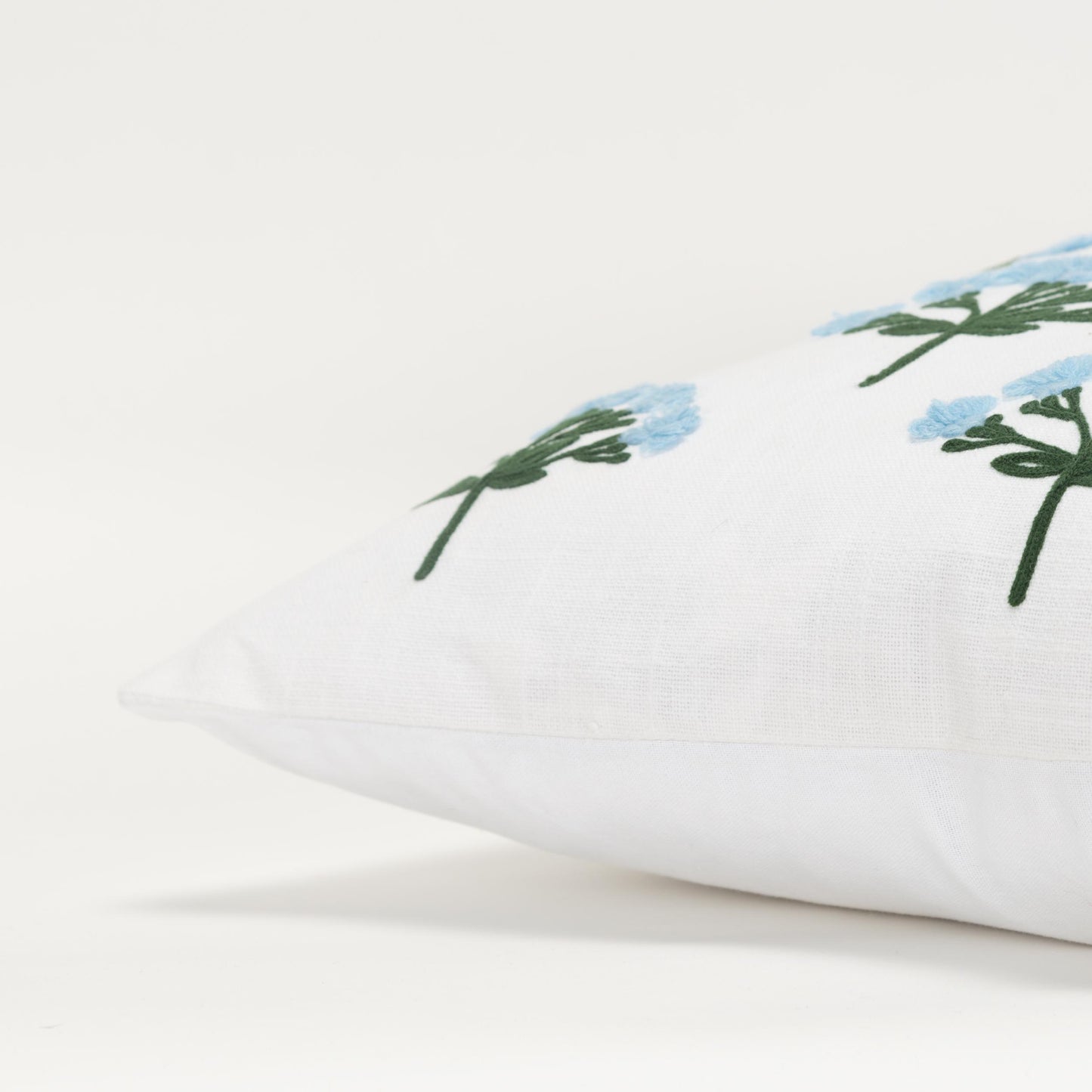 LOOMLAN Embroidery Blue Couch Pillow With Insert