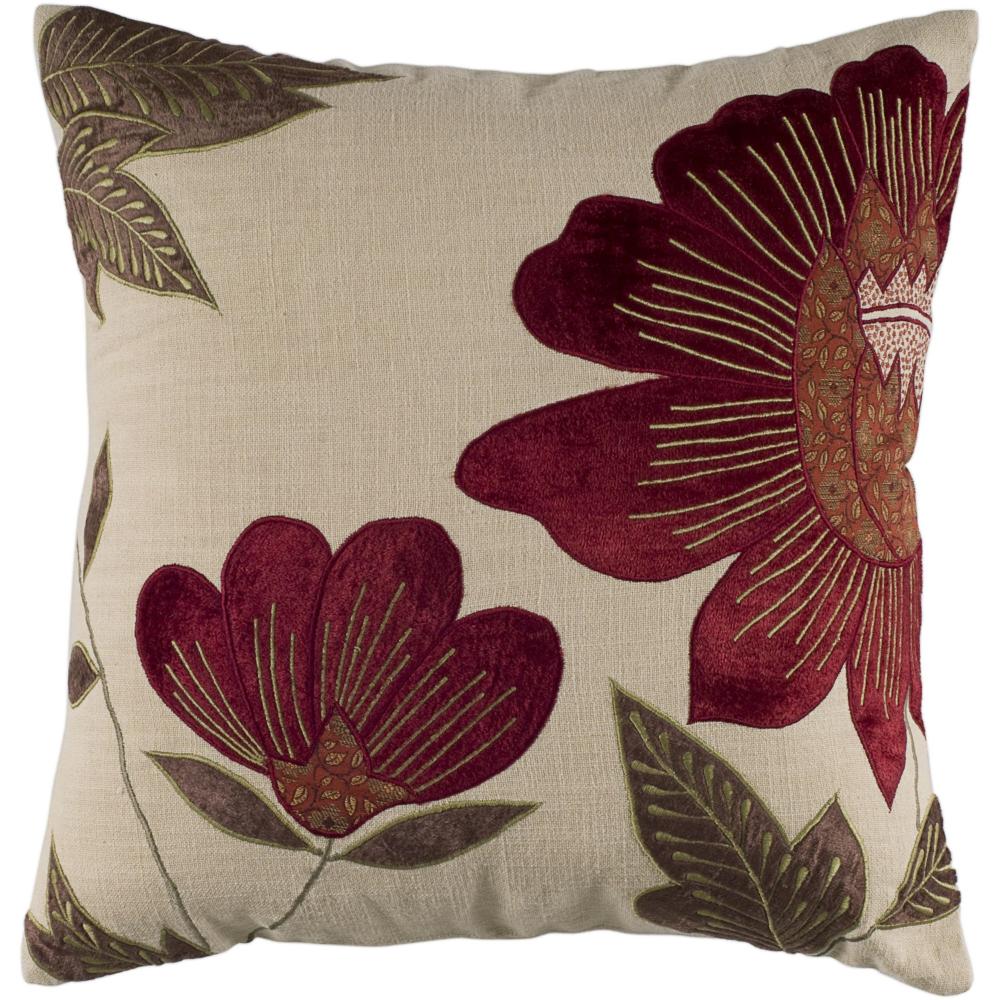 LOOMLAN Flora Red Throw Pillow With Down Insert