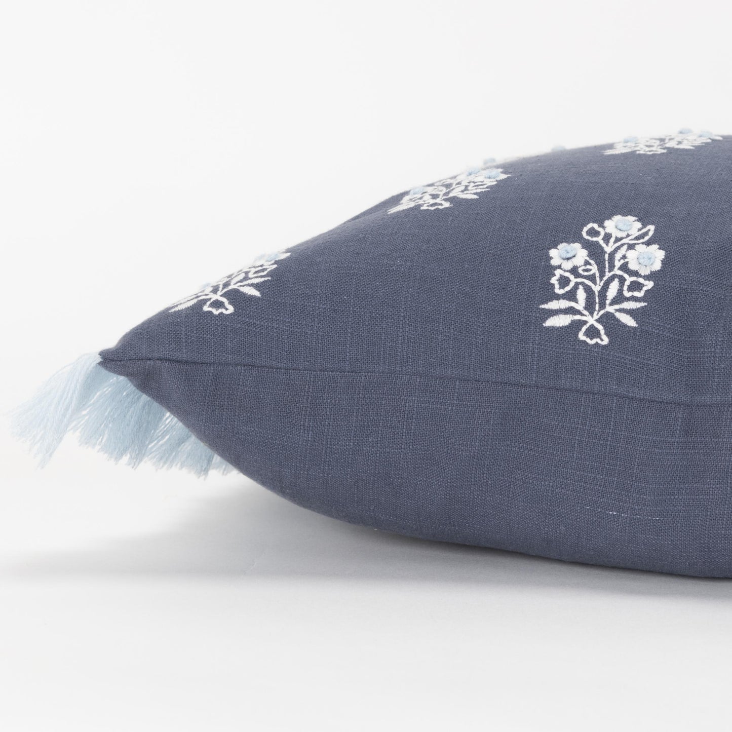 LOOMLAN Floral Blue Lumbar Pillow With Insert