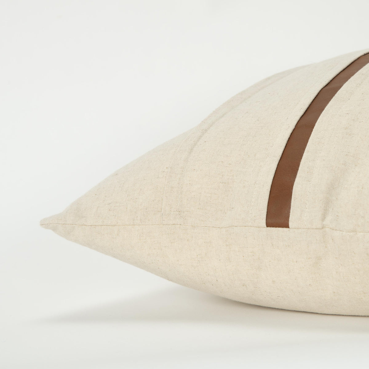 LOOMLAN Kate Leather Stripe Throw Pillow Down Insert