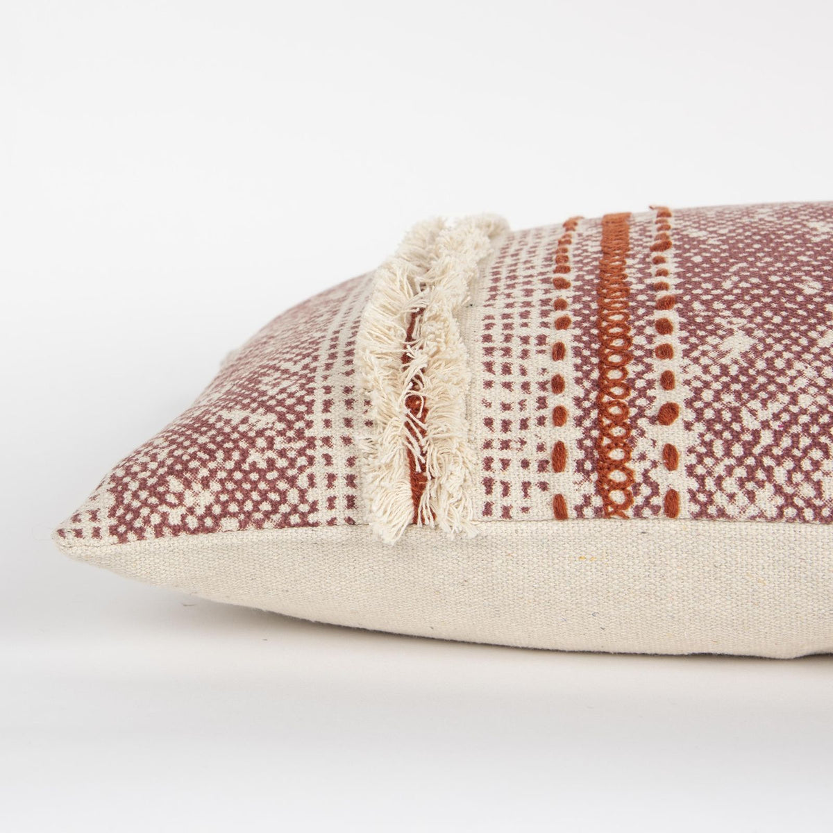 LOOMLAN Mimi Striped Rust Red Lumbar Pillow Insert