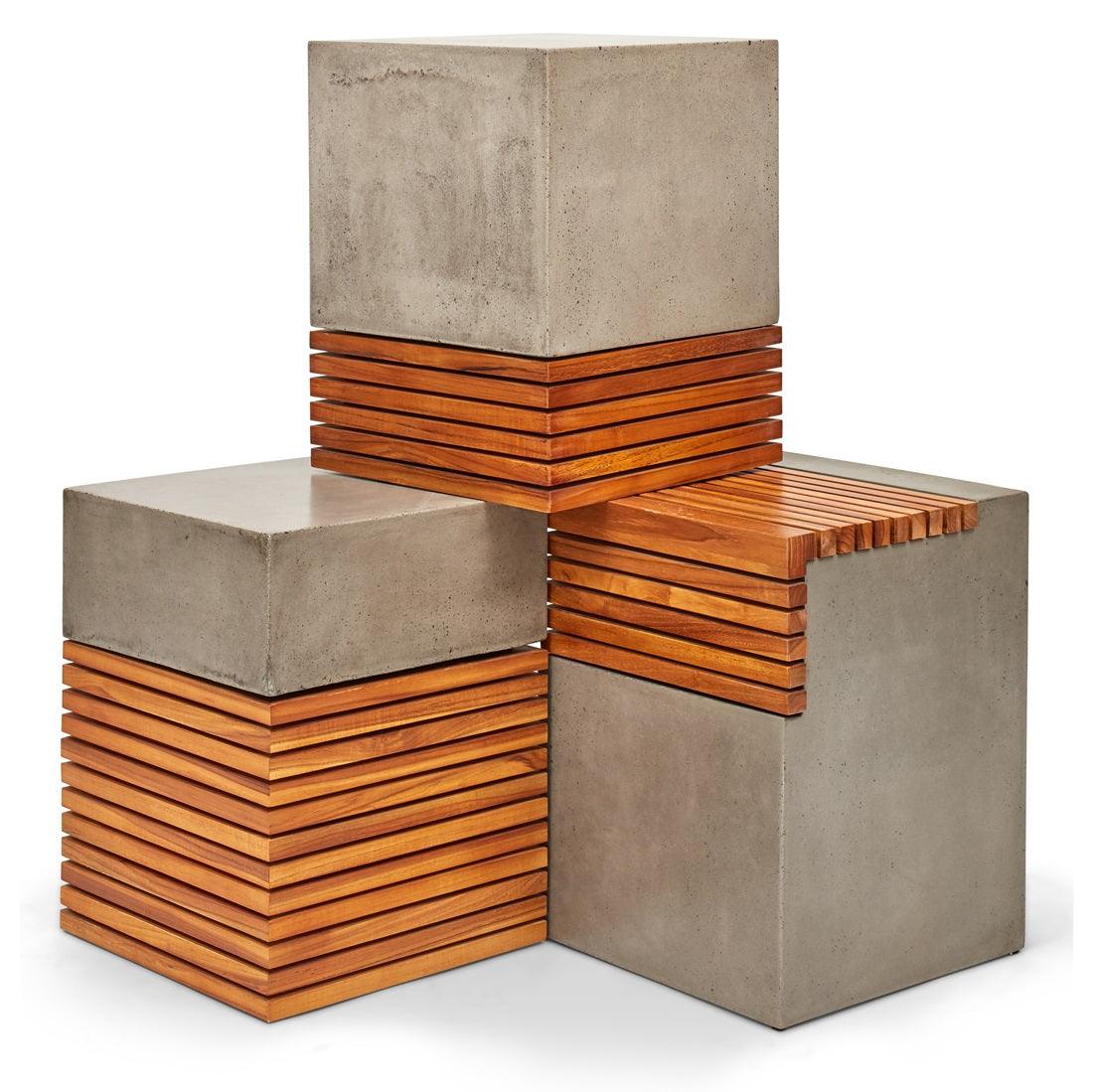 Urbia Stecca Corto Reinforced Concrete Wooden Side Table