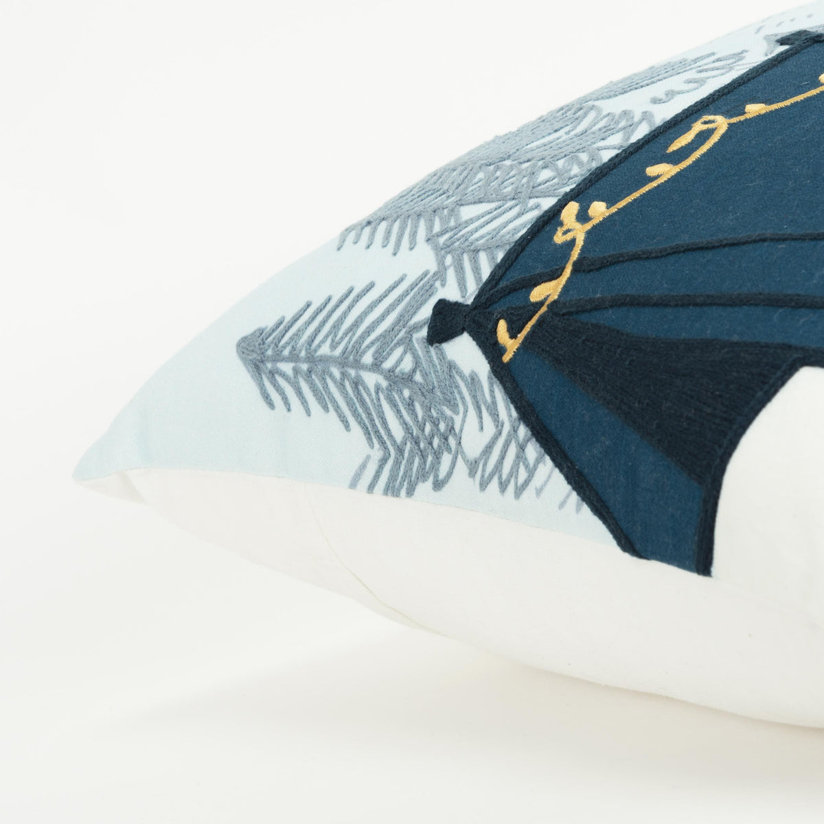 LOOMLAN White Christmas Throw Pillow Campsite White & Blue Zuri