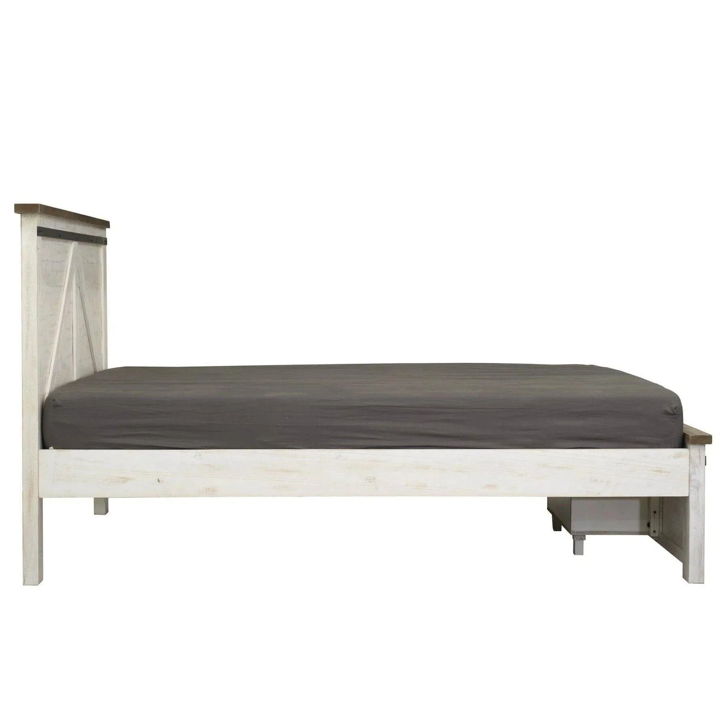 Provence White Wood Platform Bed Storage