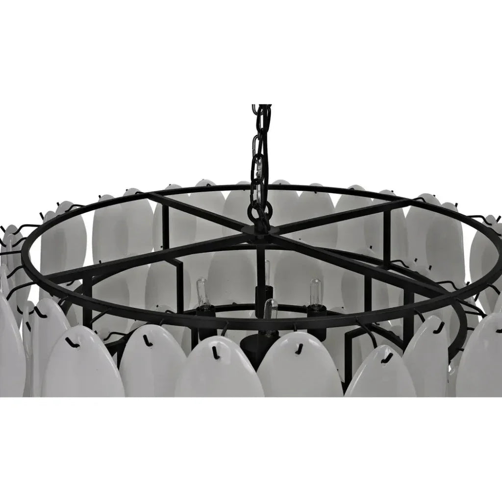 Noir Lotus Glass Petals Chandelier