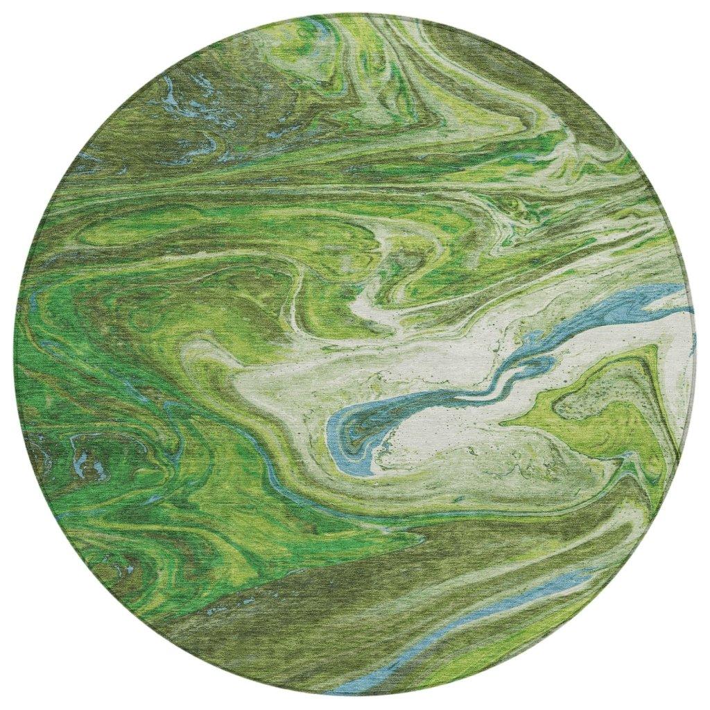 Malika Green Washable Indoor-Outdoor Rug