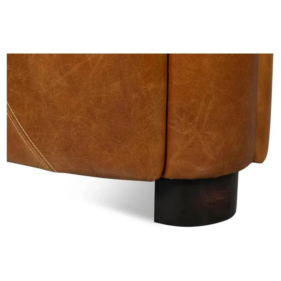 Mandy Wood and Leather Brown Arm Chair - LOOMLAN - Sarreid - Club Chairs