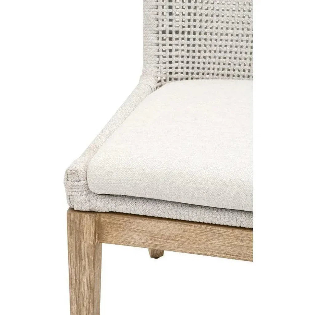 Mesh Dining Chair 2PC White Rope & Wood - LOOMLAN - Essentials For Living - Dining Chairs