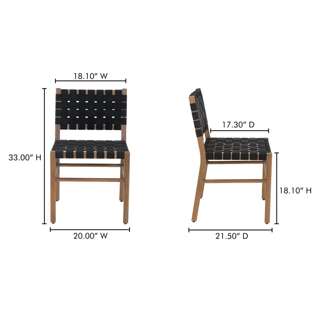 Moe's Home Mira Black Solid Teak Frame Outdoor Dining Chair