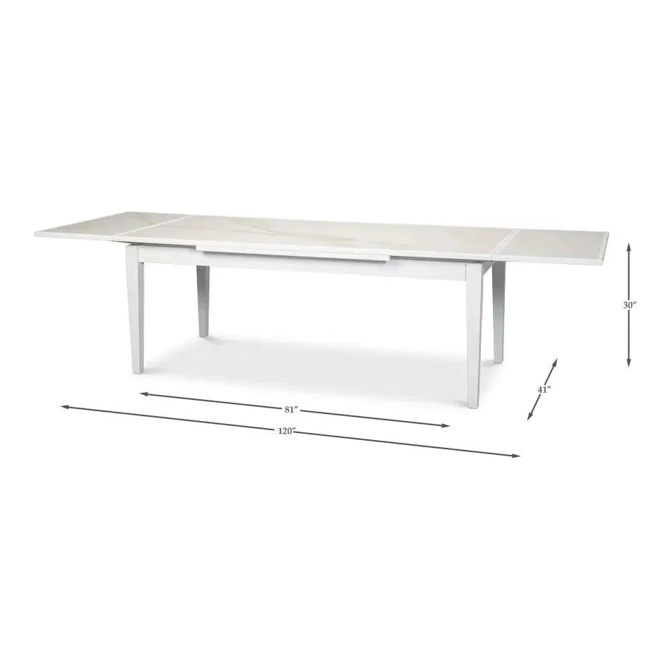 Modern White Extension Dining Table Seats 10 People - LOOMLAN - Sarreid - Dining Tables