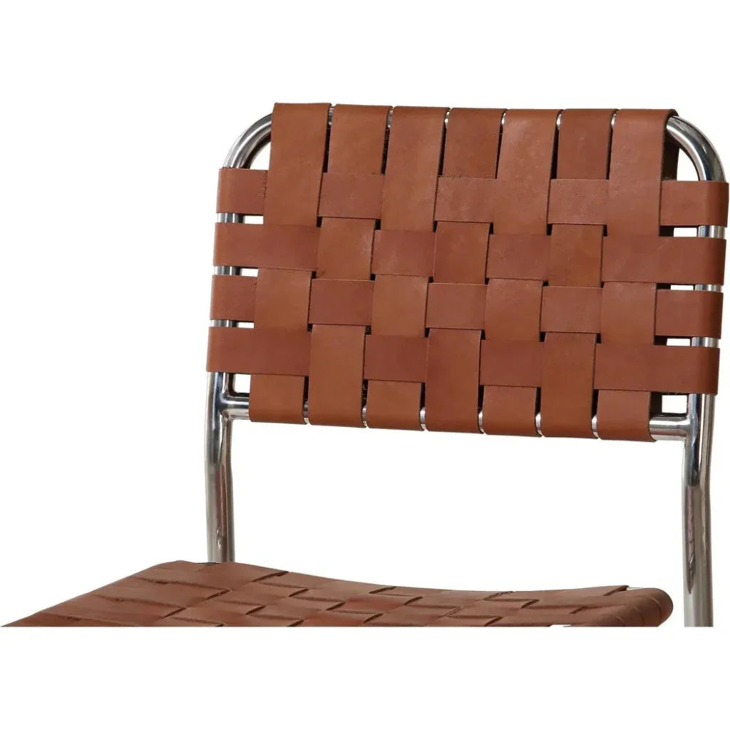 Moma Leather & Stainless Steel Dining Chair 2PC - LOOMLAN - Moe's Home - Dining Chairs