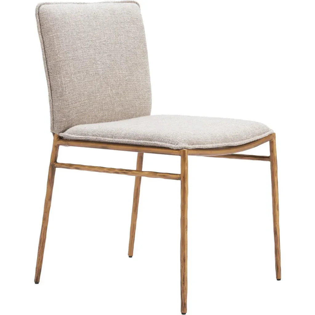 Zuo Modern Nordvest Beige and Gold Armless Dining Chair
