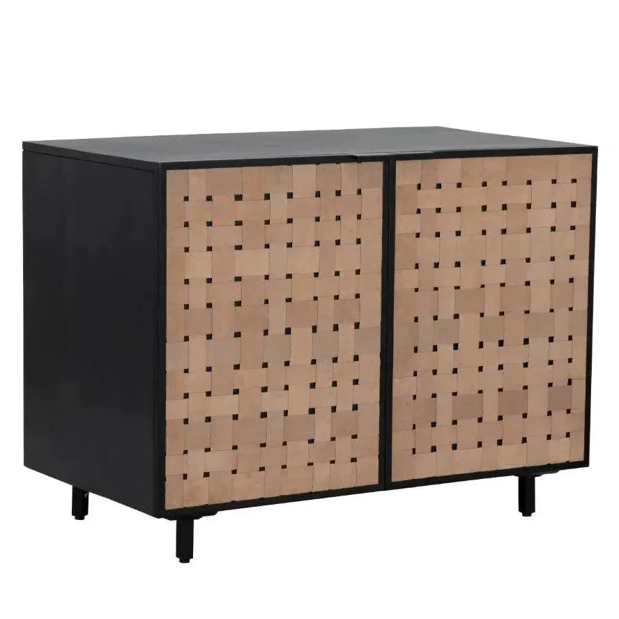 SUNPAN Omari Leather Warp Two Doors Accent Cabinet