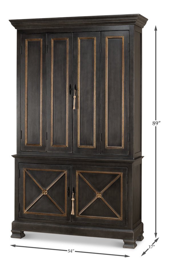 Painted Directoire Style Wooden Bookcase - LOOMLAN - Sarreid - Bookcases