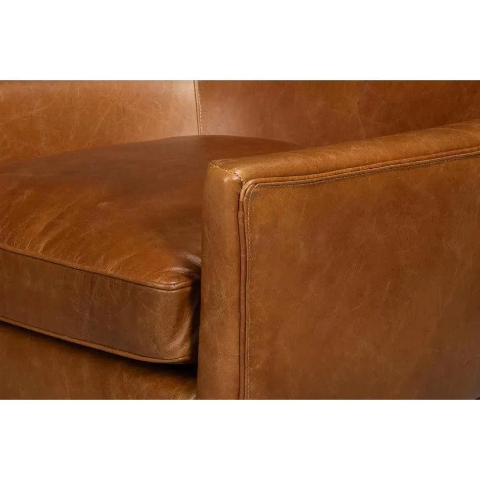 Sarreid Patron Highback Leather Brown Armless Chair