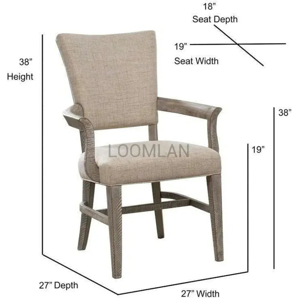 Reclaimed Pine Wood Serenity Arm Chair 2PC - LOOMLAN - LOOMLAN - Dining Chairs