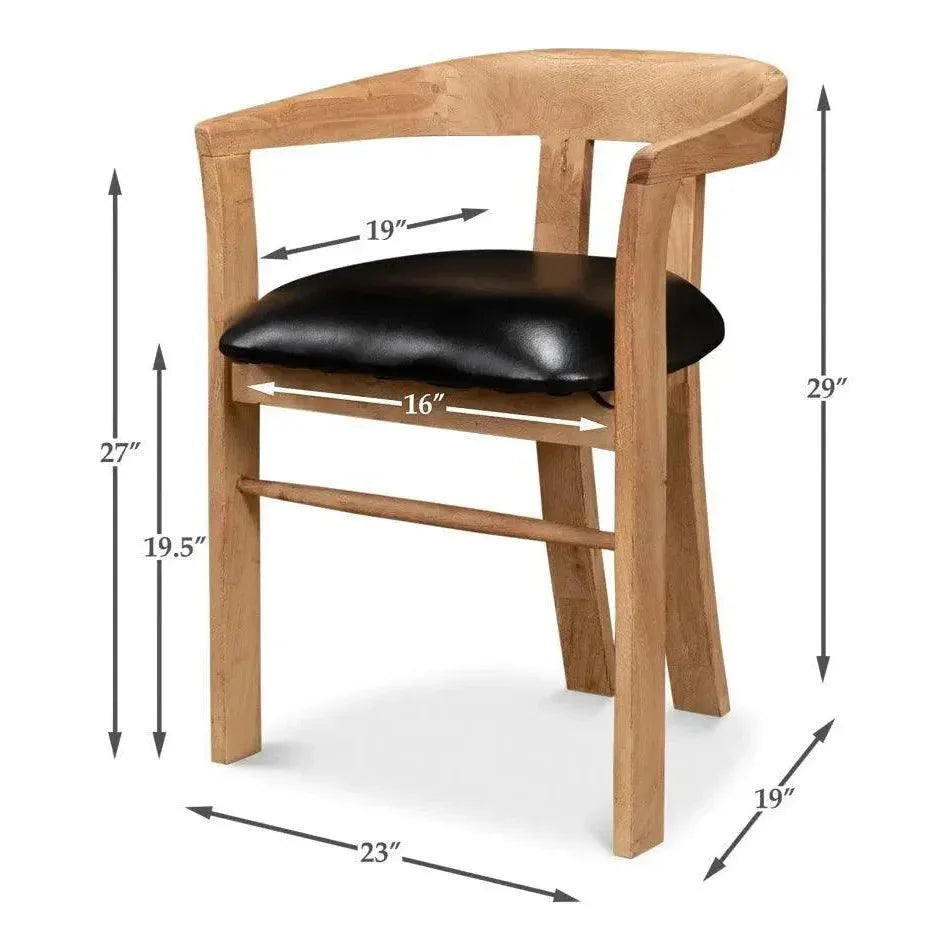 Sarreid Rift Leather Seat Curved Back Dining Chair 2PC