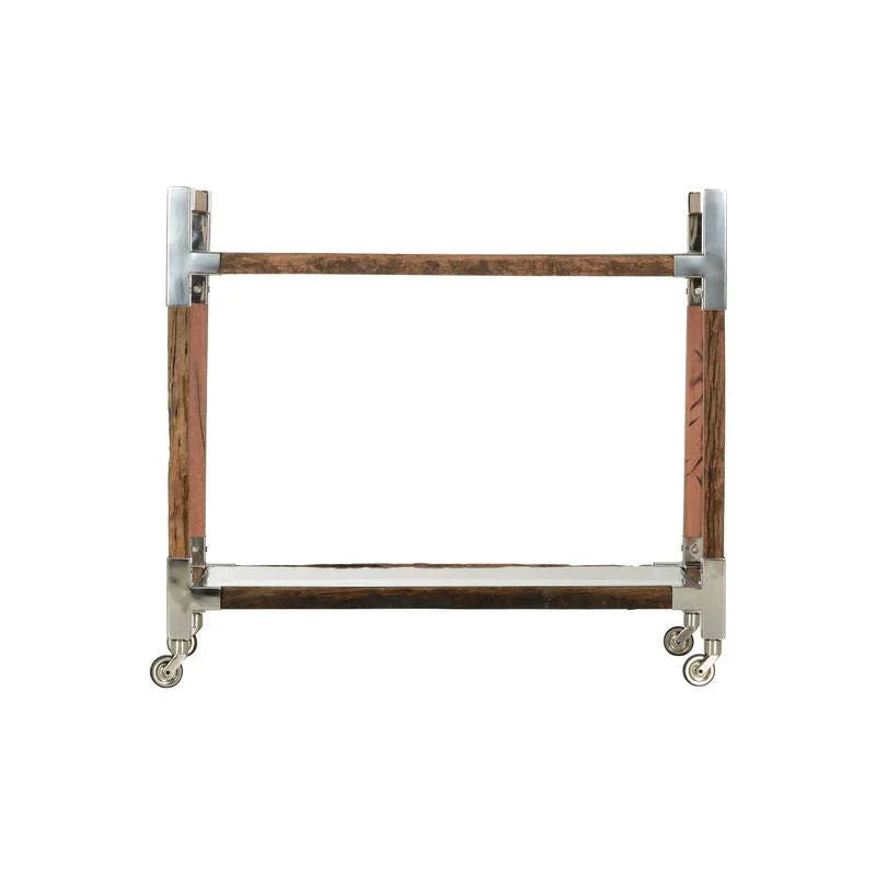 Rustic Glam Wood Frame Bar Cart
