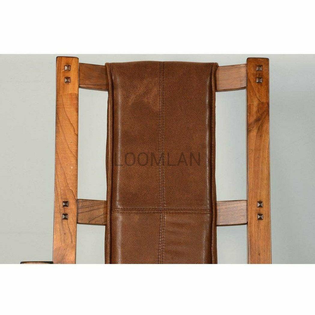 Rustic Oak Tan Vegan Leather Upholstered Solid Wood Rocker Chair - Sideboards and Things Accents_Natural, Brand_Sunny Designs, Color_Brown, Color_Tan, Features_Exposed Wood, Features_Rocking, Finish_Distressed, Game Room, Legs Material_Wood, Product Type_Rocker Chair, Upholstery Type_Vegan Leather