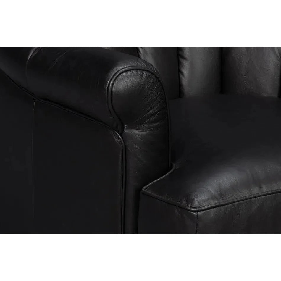 Sarreid Scoth Wood and Leather Black Swivel Arm