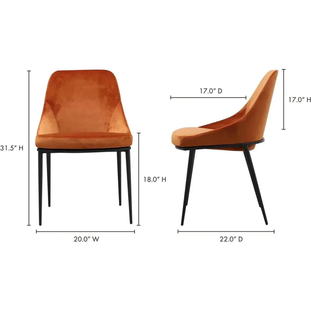 Moe's Home Sedona Velvet Armless Dining Chair 2PC