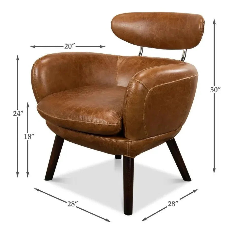 Sinclair Arm Chair Unique Leather Accent Chair - LOOMLAN - Sarreid - Accent Chairs