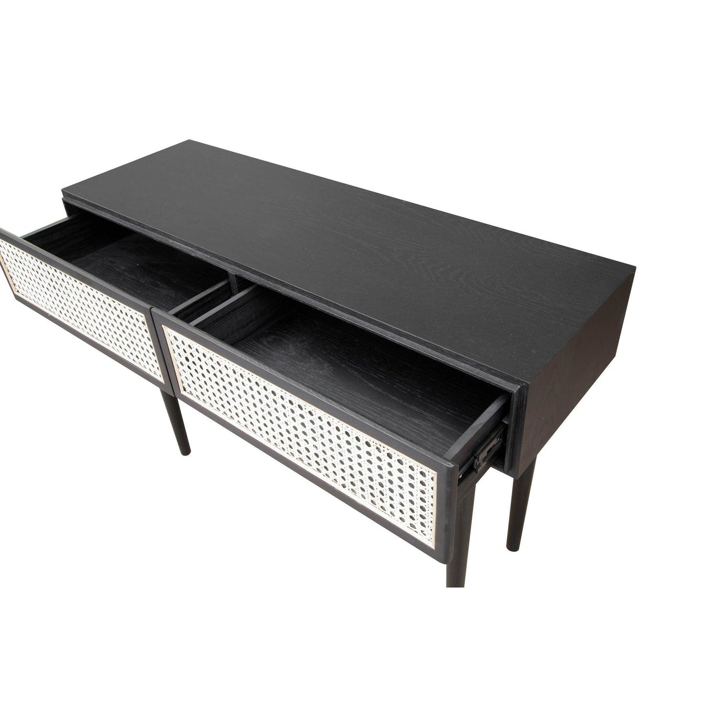 Slim Black Console Table With Drawers Wood Top Wood Base - Sideboards and Things Accents_Black, Brand_LH Imports, Color_Black, Features_Repurposed Materials, Features_With Drawers, Finish_Natural, Finish_Rustic, Materials_Reclaimed Wood, Materials_Wood, Product Type_Console Table, Table Base_Wood, Table Top_Wood, Width_40-50, Wood Species_Oak