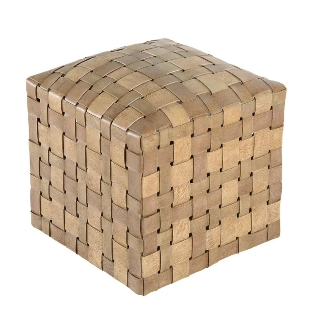 Soho Handcrafted Woven Leather Ottoman