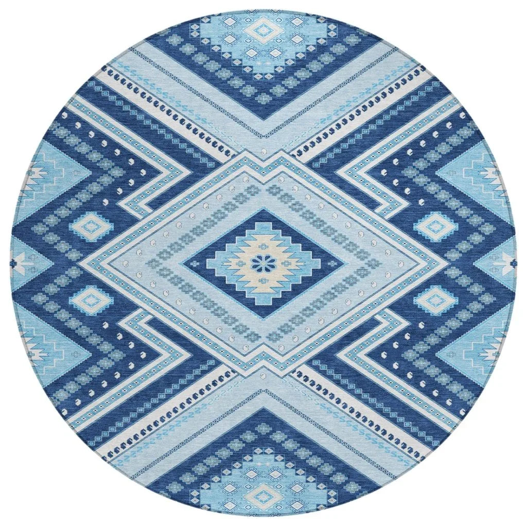 LOOMLAN Rugs Solene Navy Washable Indoor-Outdoor Rug