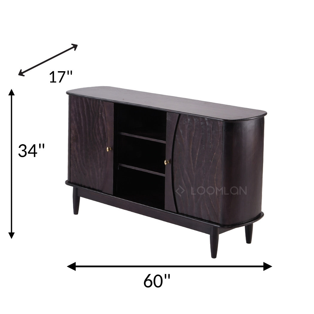 LOOMLAN Rhovira Wooden Dark Brown TV Stand