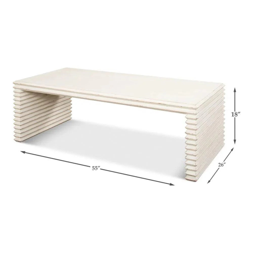 Sarreid Stacked Cocktail Coffee Table Antique White