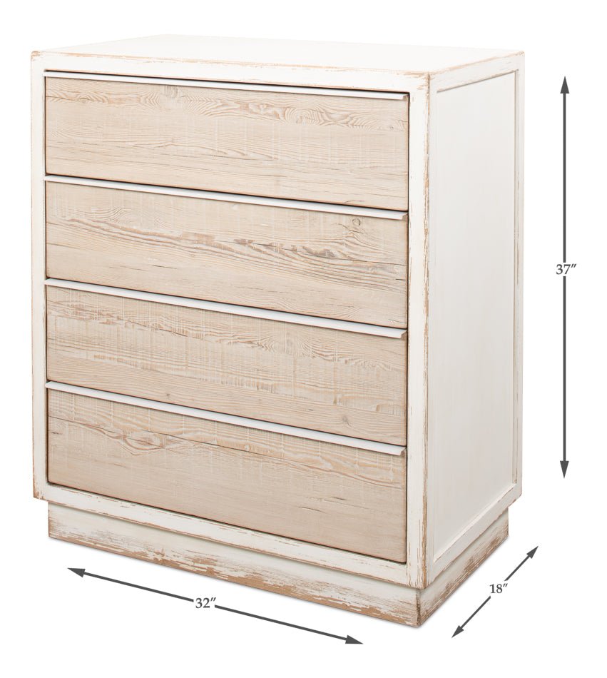 Stefano Four Drawer White Chest - LOOMLAN - Sarreid - Chests