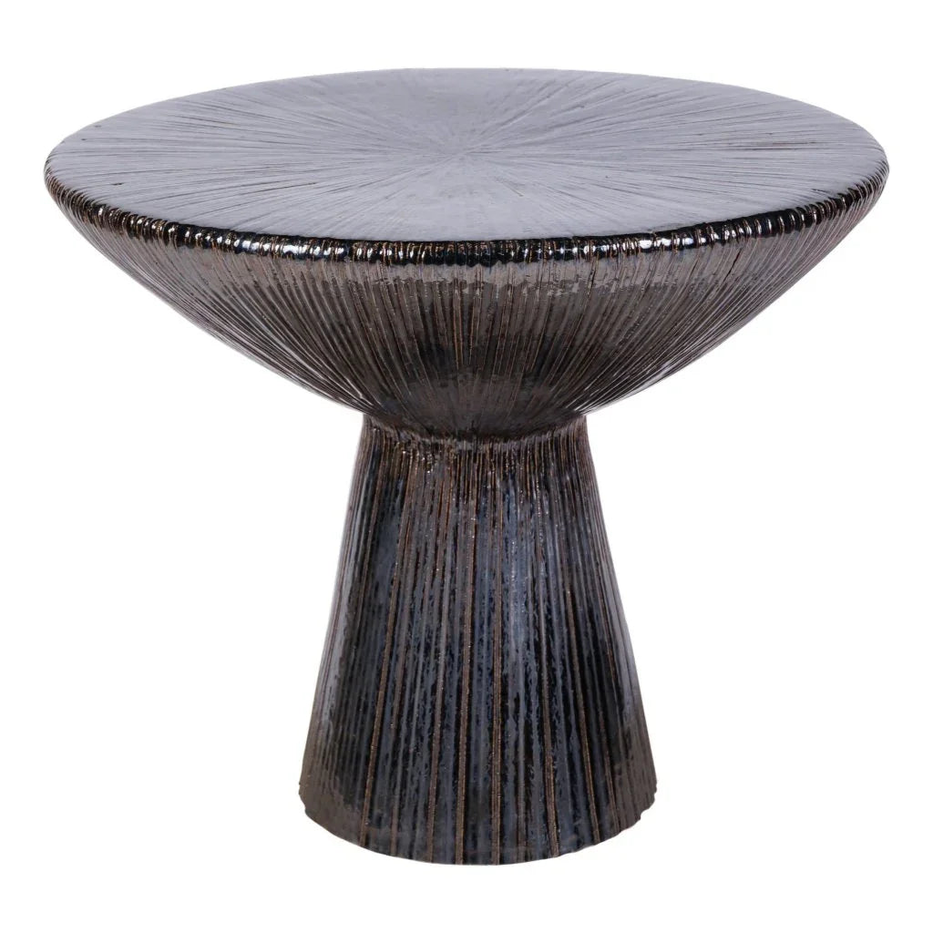 Sunburst Ceramic Round Patio Accent Table
