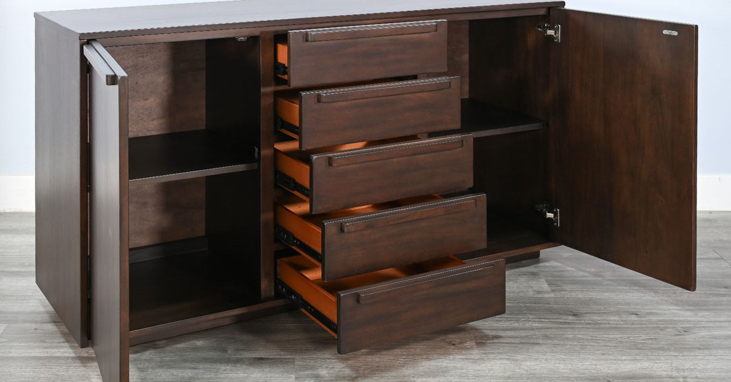 Sunny D Noah Five Drawers Wood Sideboard