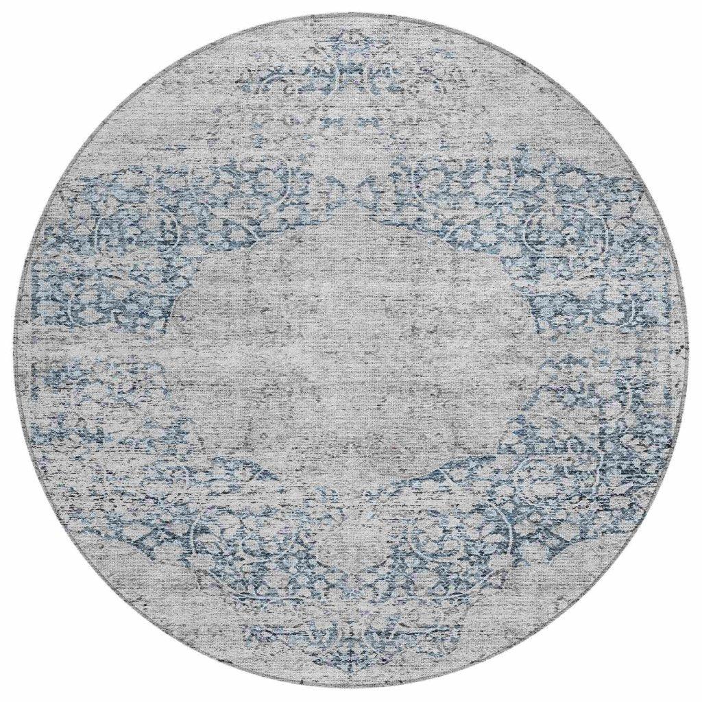LOOMLAN Rugs Sylvia Blue Washable Indoor-Outdoor Rug