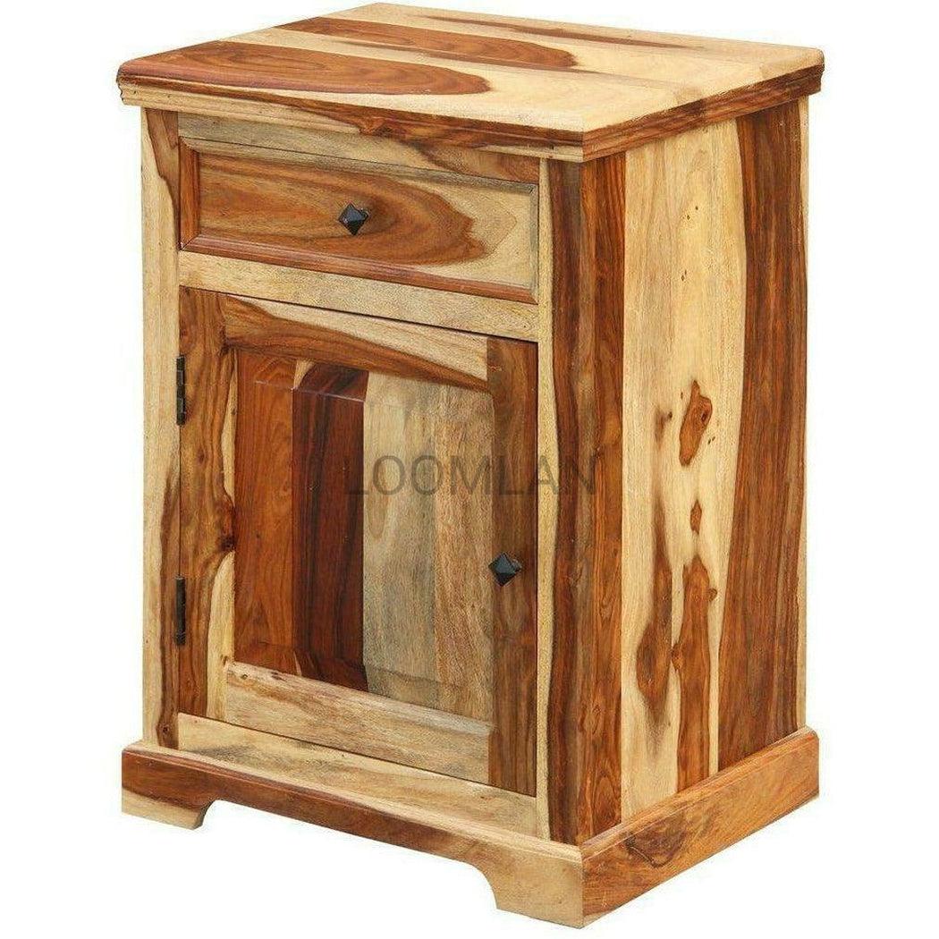 Tall Slim 1 drawer 1 Door Bedside Table Nightstand - Sideboards and Things Brand_LOOMLAN Home, Color_Brown, Features_With Drawers, Nightstands