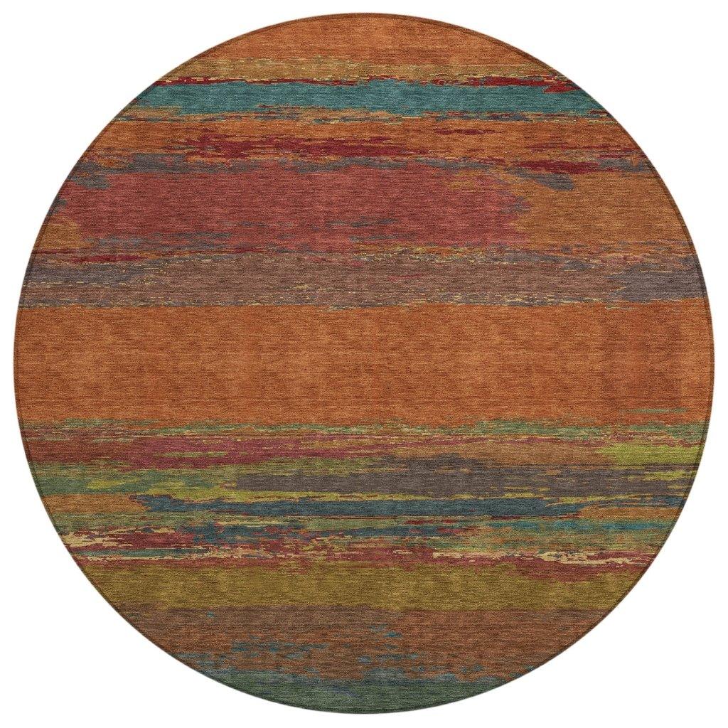 Temira Orange Washable Indoor-Outdoor Rug